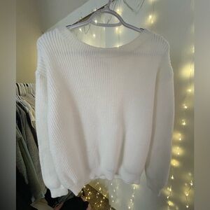 White Open Back Sweater
